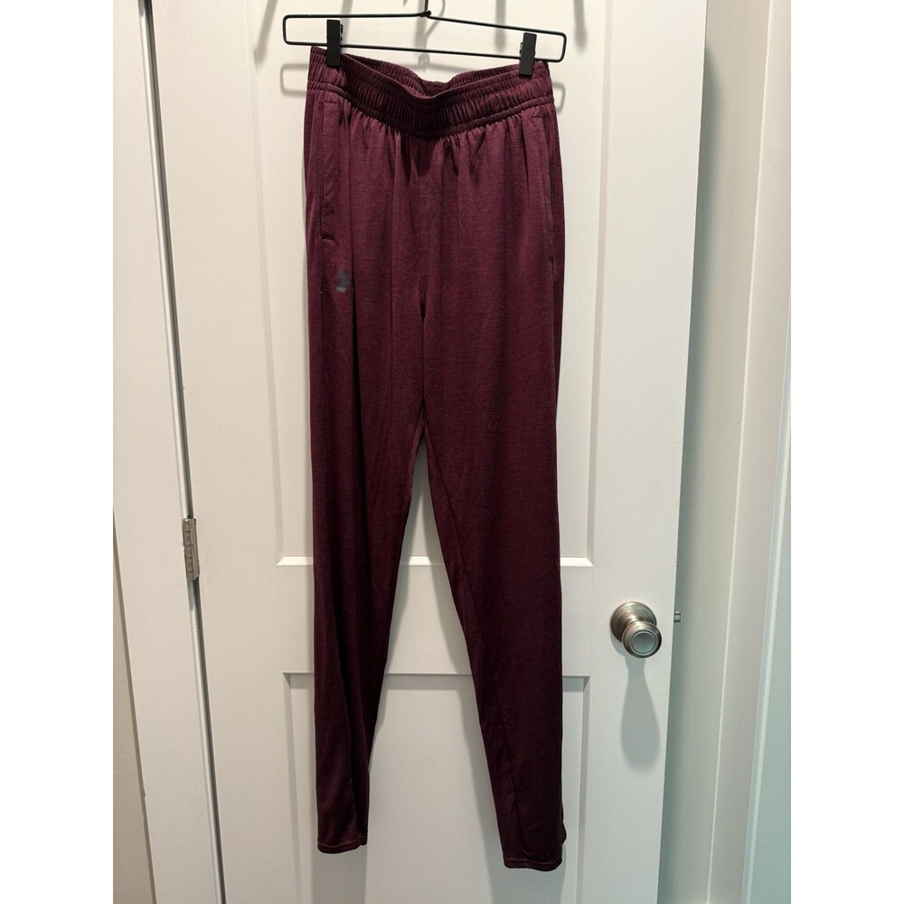 Under Armour Maroon Tech Pants Size M Lightweight Sweatpants Loose Fit Pocket